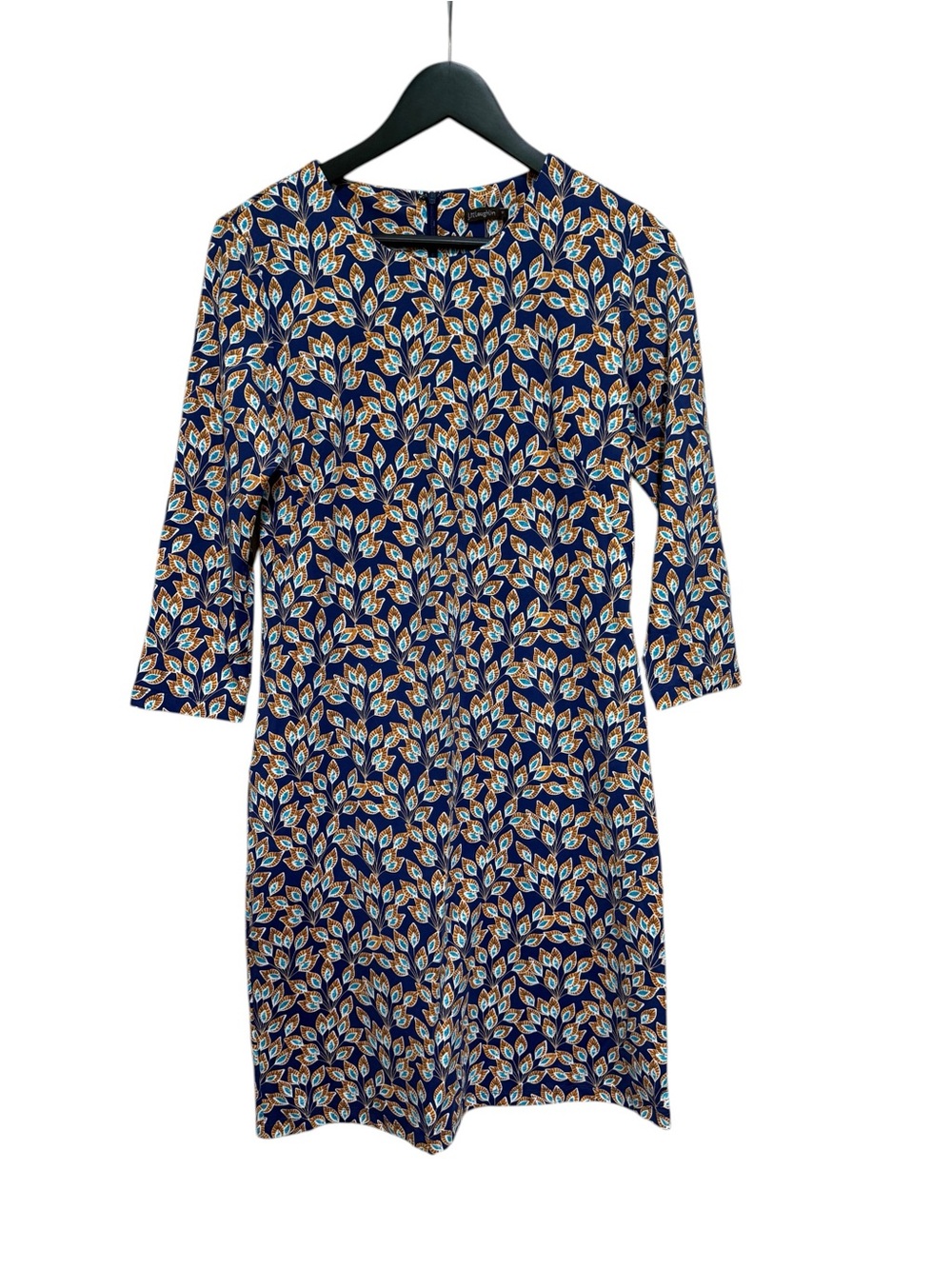 J. McLaughlin Catalyst Dress Navy/Orange Peacock Feather, Sz M